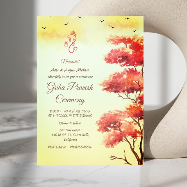 Hindu House Erwärmung Griha Pravesh Einladung (Von Creator hochgeladen)