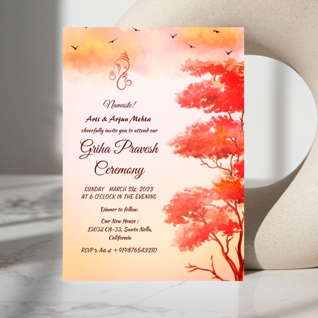 Hindu House Erwärmung Griha Pravesh Einladung (Von Creator hochgeladen)