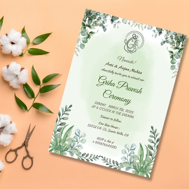 Hindu House Erwärmung Griha Pravesh Einladung (Von Creator hochgeladen)