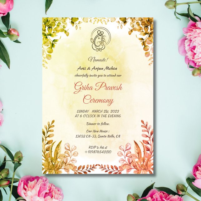 Hindu House Erwärmung Griha Pravesh Einladung (Von Creator hochgeladen)