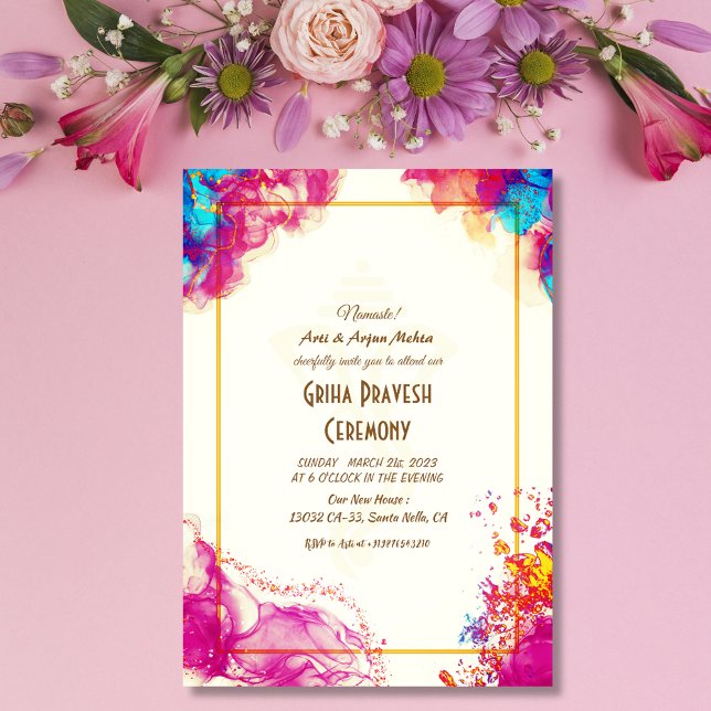 Hindu House Erwärmung Griha Pravesh Einladung (Von Creator hochgeladen)