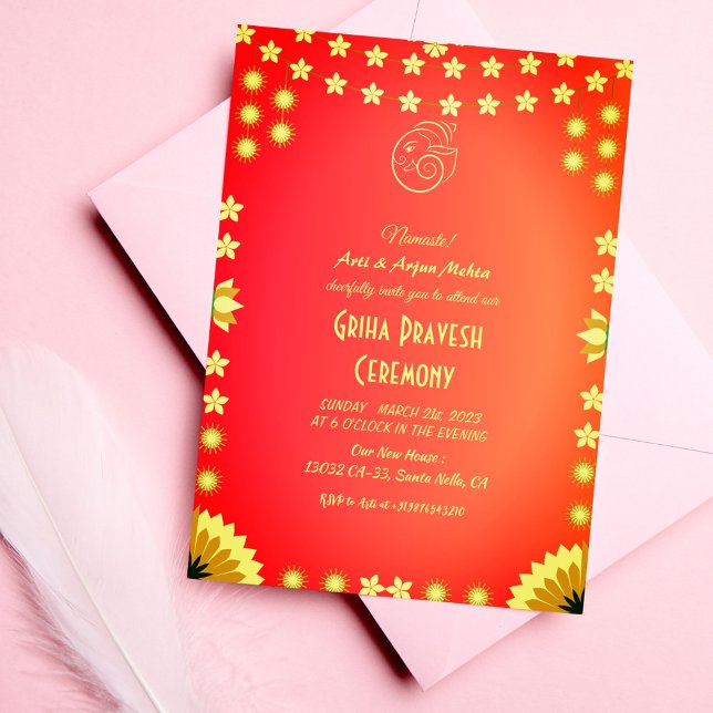 Hindu House Erwärmung Griha Pravesh Einladung (Von Creator hochgeladen)