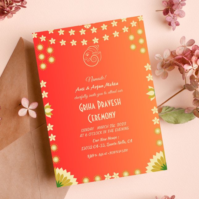 Hindu House Erwärmung Griha Pravesh Einladung (Von Creator hochgeladen)