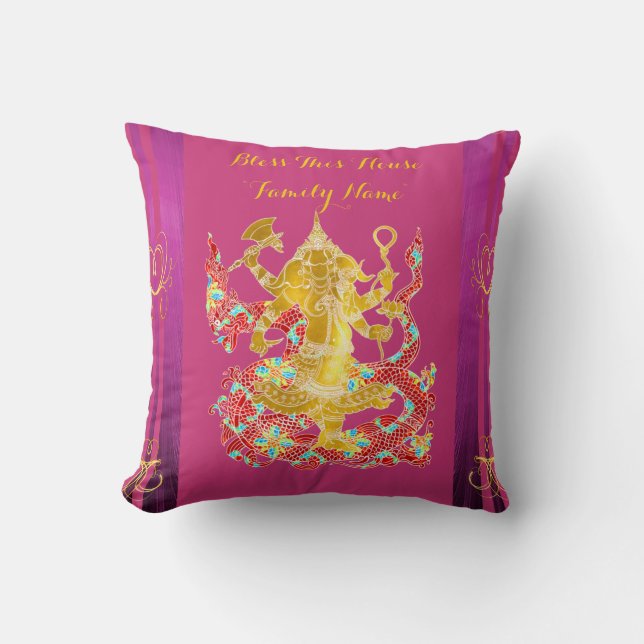 Hindu Housewarming Personalisiert GANESHA Pillow Kissen (Vorderseite)