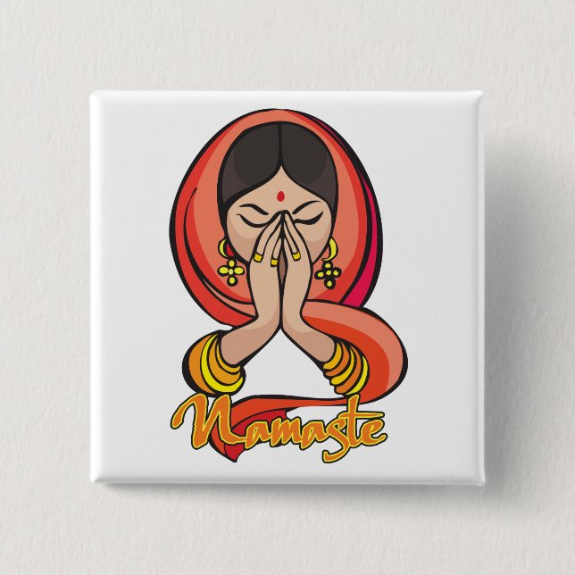 Hindu Namaste Button (Vorderseite)