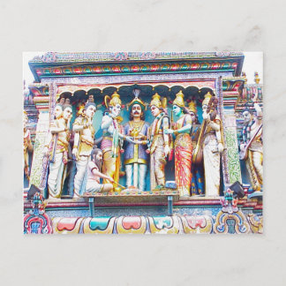 Hindu Tempeldekoration, hinduistisches Leben Postkarte