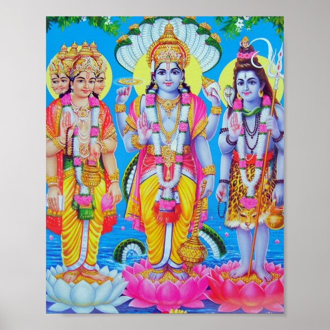 Hindu Trinity Brahma Vishnu Shiva Poster (Vorne)