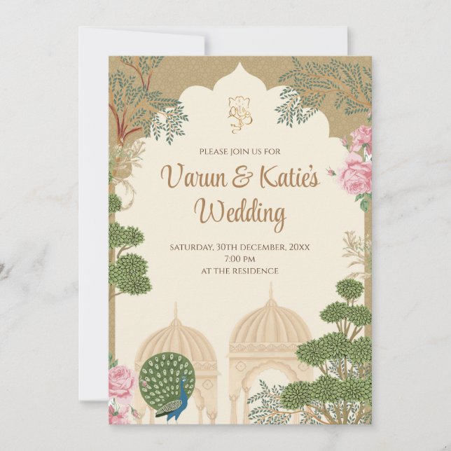 Hindu Wedding Card Digitale und indische Hochzeit  Einladung (Vorderseite)
