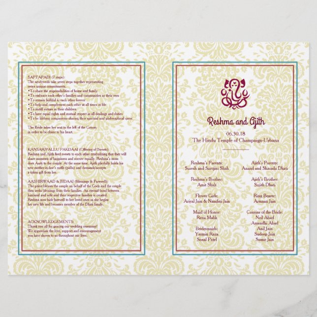 Hindu Wedding Program Flyer (Vorderseite)