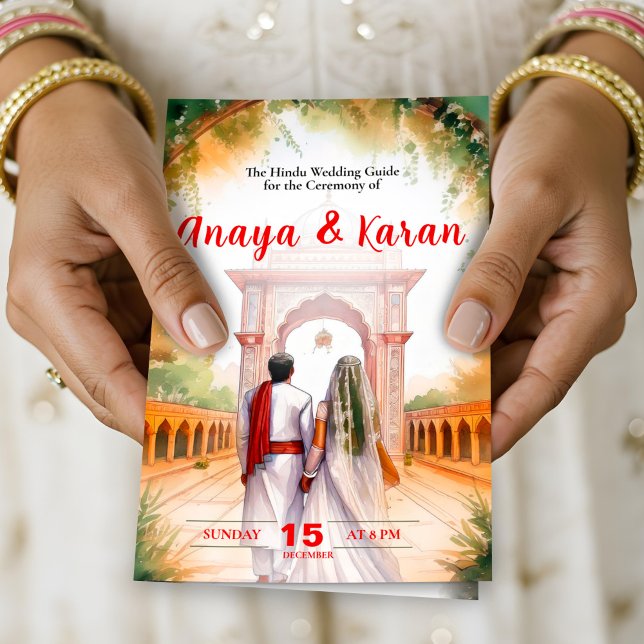 Hindu-Zeremonie des indischen Hochzeitsprogramms f Flyer (Elegant Indian Wedding Program Hindu Ceremony Guid Flyer)