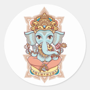 Hinduischer Elefant Gott Lord Ganesh. Runder Aufkleber