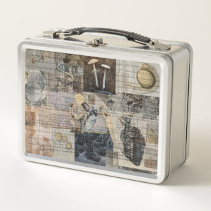 Hineni – Abstrakte Collage-Untersetzer Metall Brotdose