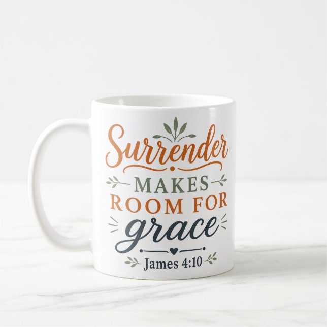 Hingabe schafft Raum für Gnade Botanischer Glaube Kaffeetasse (Links)