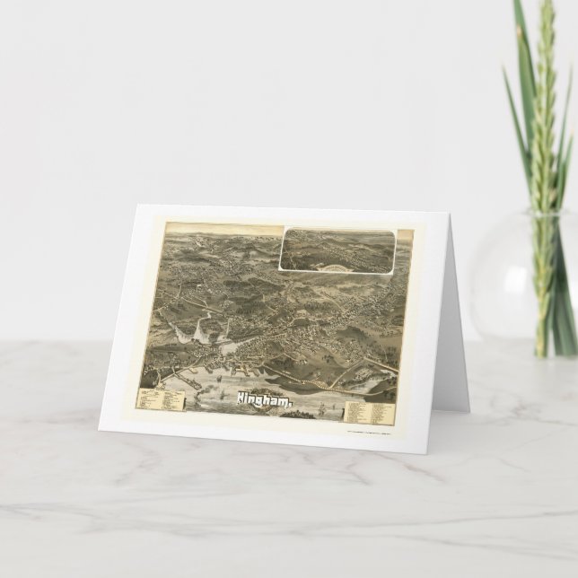Hingham, panoramische Karte MAs - 1885 (Vorderseite)