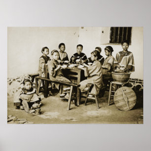 HINGWHA CITY CHINA 1904 FOTO Girls Eating Rice Poster