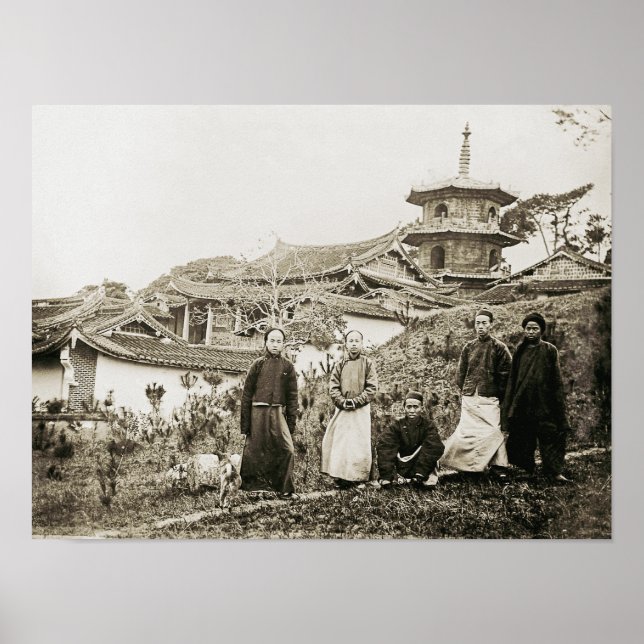 HINGWHA CITY CHINA 1904 FOTOGRAPH TEMPLE GROUP POSTER (Vorne)