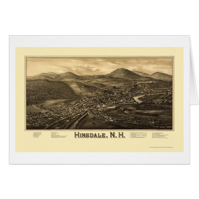 Hinsdale, panoramische Karte NH - 1886 (Vorderseite (Horizontal))