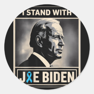 (hinten) Ich stehe mit Joe Biden Runder Aufkleber