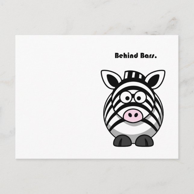Hinter Bars Zebra - Funny Cartoon Animal Pub Postkarte (Vorderseite)