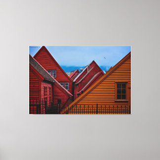 Hinter Bryggen in Bergen, Norwegen Leinwanddruck