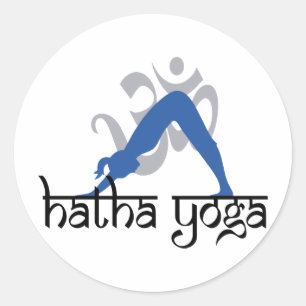Hinter dem Hund Hatha Yoga Runder Aufkleber