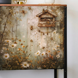 Hinter der Dekoupage der Garden Shed Seidenpapier