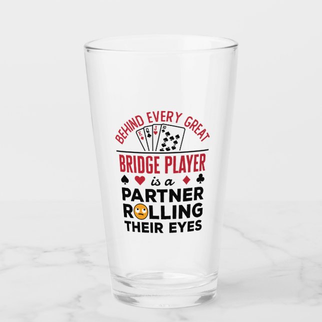 Hinter jedem großen Bridge-Player Funny-Sprichwort Glas (Vorderseite)