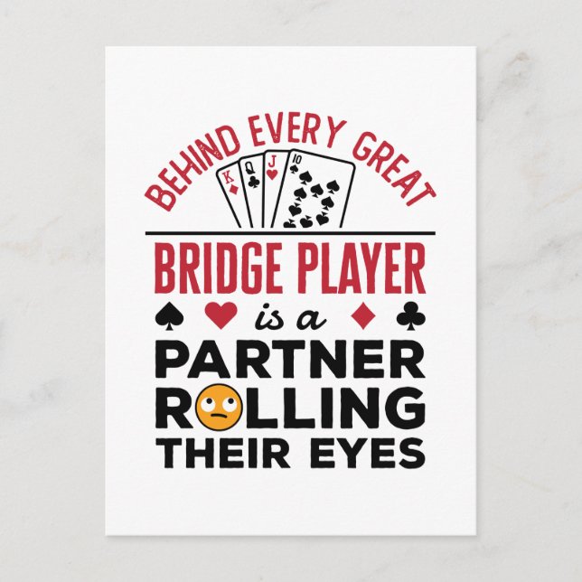 Hinter jedem großen Bridge-Player Funny-Sprichwort Postkarte (Vorderseite)