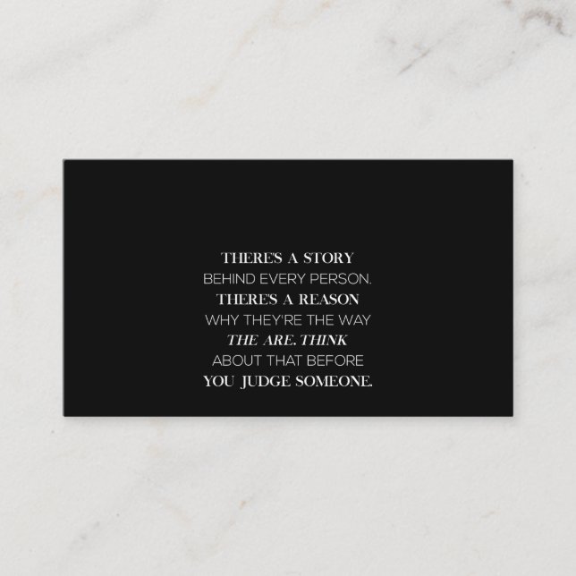 hinter jeder Person gibt es eine Geschichte Visitenkarte (Vorderseite)