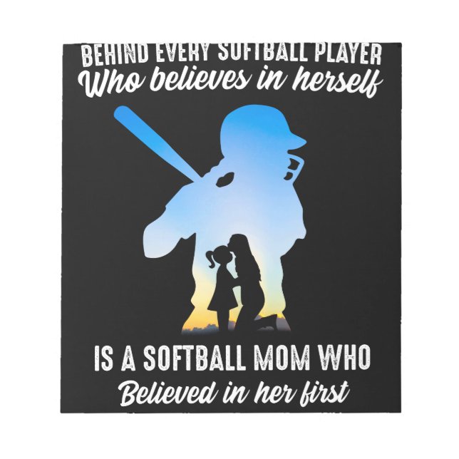 Hinter jeder Softball Player Software-Mama Notizblock (Vorderseite)
