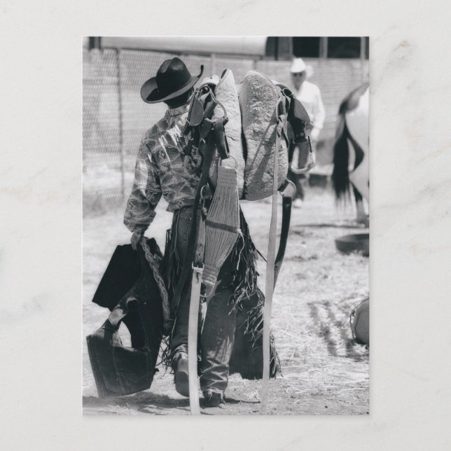 Hintere Ansicht des Cowboys Gang schleppend Postkarte (Vorderseite)