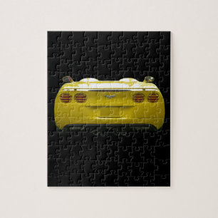 Hintere Ansicht von einer gelben Puzzle