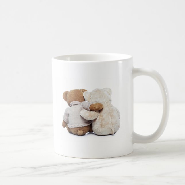 Hintere Ansicht von zwei Teddybären, die sich Kaffeetasse (Rechts)