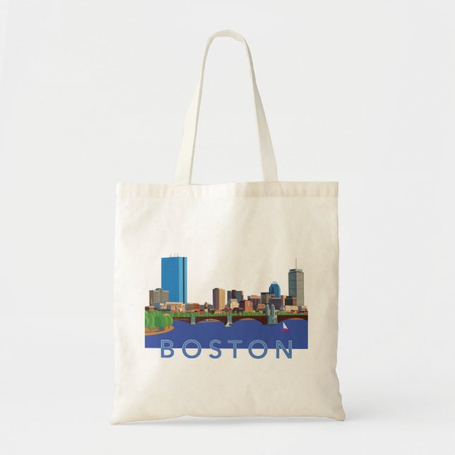 Hintere Bucht-Boston-Skyline-Computer-Illustration Tragetasche (Vorne)