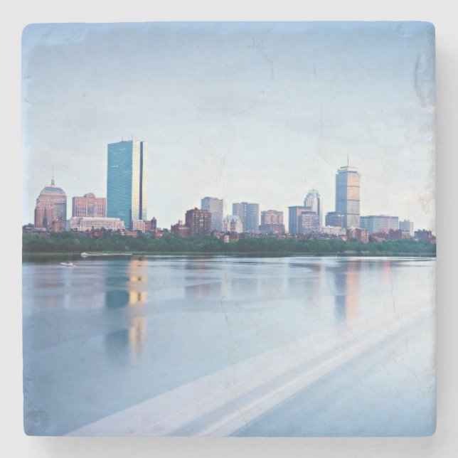 Hintere Bucht Bostons über Charles River Steinuntersetzer (Vorderseite)