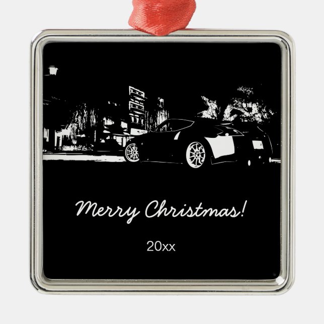 "hintere Position 370Z" Weihnachtsverzierung Silbernes Ornament (Vorne)