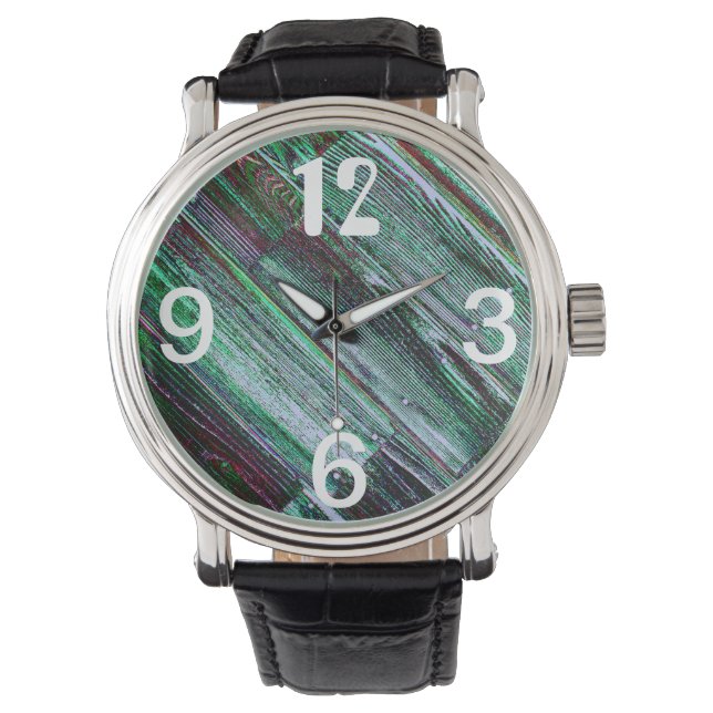 Hinterer Holzfußboden mit Nägeln Armbanduhr (Vorderseite)