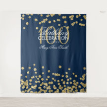 Hintergrund 100. Geburtstag Gold Navy Blue Confett