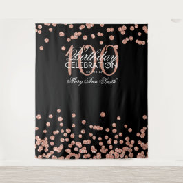 Hintergrund 100. Geburtstag Rose Gold Black Confet Wandteppich