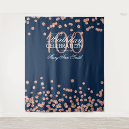 Hintergrund 100. Geburtstag Rose Gold Navy Confett Wandteppich