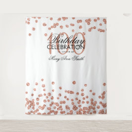 Hintergrund 100. Geburtstag Rose Gold White Confet Wandteppich