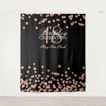 Hintergrund 18. Geburtstag Rose Gold Black Confett