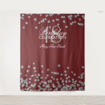 Hintergrund 18. Geburtstag Silver Burgund Confetti