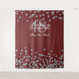 Hintergrund 18. Geburtstag Silver Burgund Confetti Wandteppich