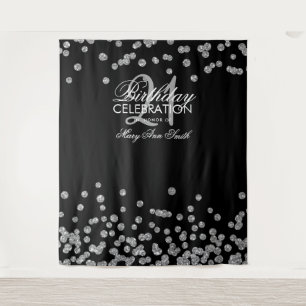 Hintergrund 21. Geburtstag Silver Black Confetti Wandteppich
