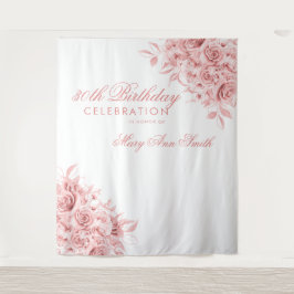 Hintergrund 30. Geburtstag Party Floral Rose Gold Wandteppich