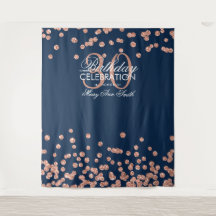 Hintergrund 30. Geburtstag Rose Gold Navy Confetti