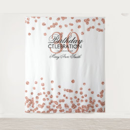 Hintergrund 30. Geburtstag Rose Gold White Confett Wandteppich