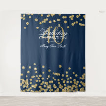 Hintergrund 40. Geburtstag Gold Navy Blue Confetti