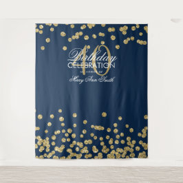 Hintergrund 40. Geburtstag Gold Navy Blue Confetti Wandteppich